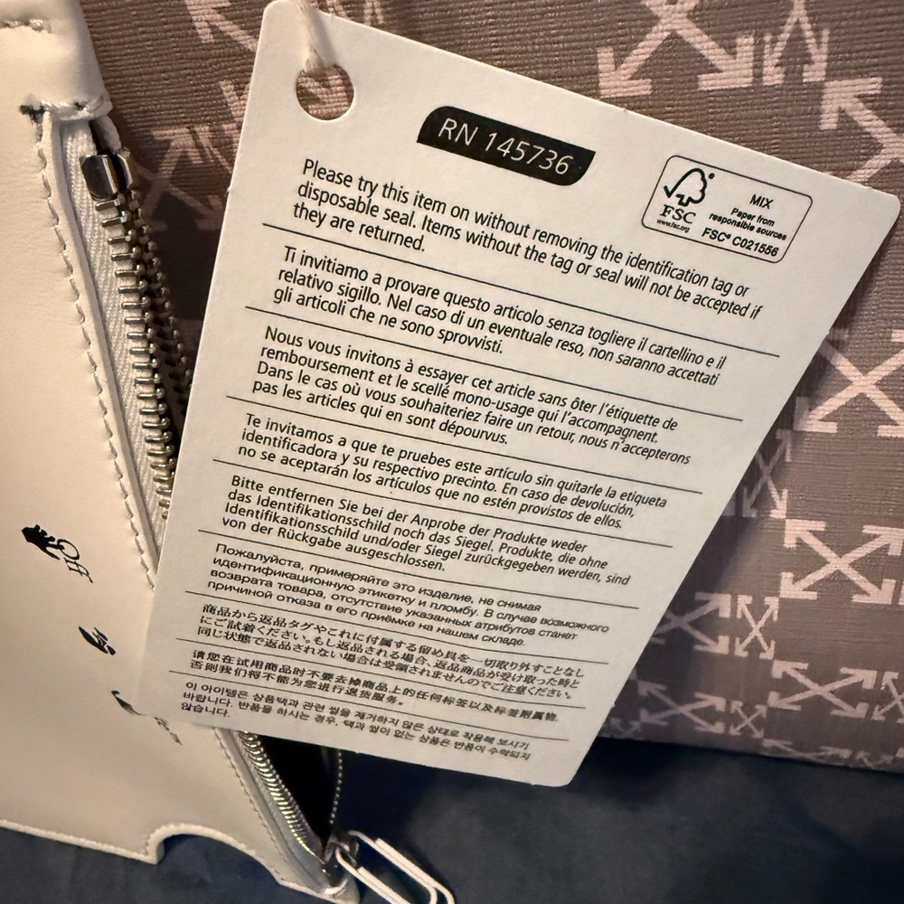 Off-White Pink And White Patterned Tote - image 6